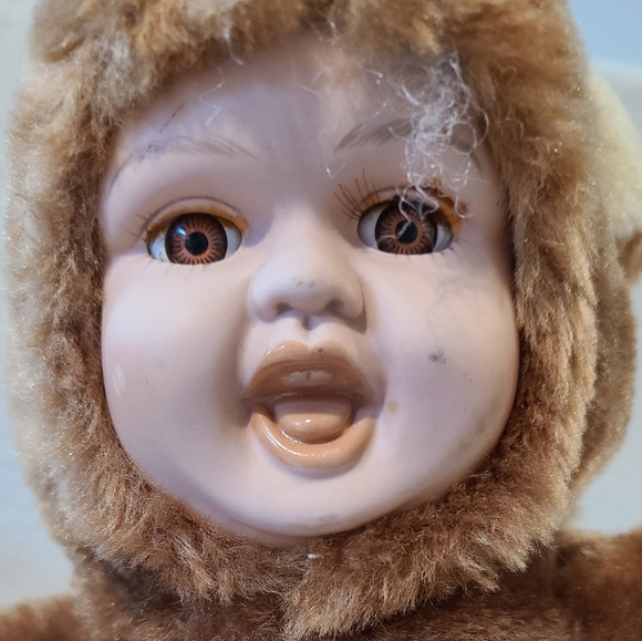 Vintage 2 Poreclain Face Stuffed Animals - Picture 4 of 8